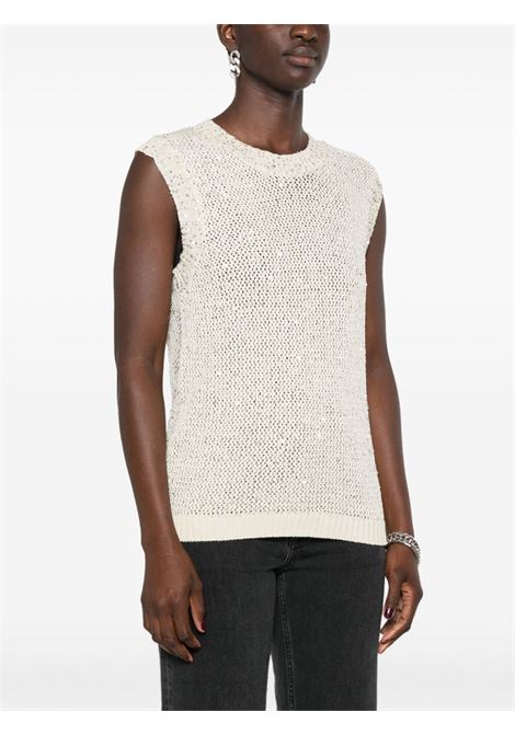 Beige Melyssa sequin-embellished knitted top Golden Goose - women GOLDEN GOOSE | GWP01922P00169111560